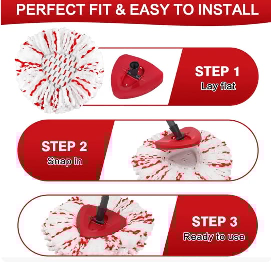 🔥 LAST DAY 49% OFF🔥 2026 Upgraded Spin Mop Heads with Scrubbing Pad