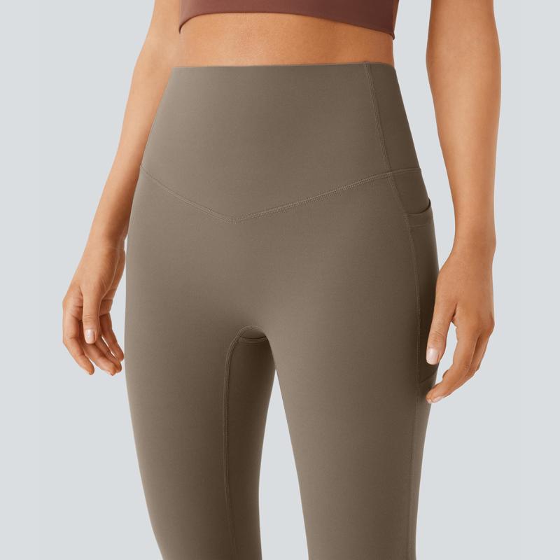 High Waisted Tummy Control Pocket Shaping Yoga Bootcut Leggings