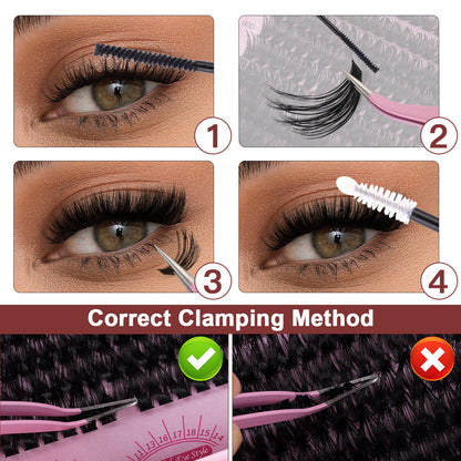 Eyelash Clusters 60D+80D+100D Manga Spikey D Curl Wispy Individual Lashes 576PCS 10-16MM-8HJ9