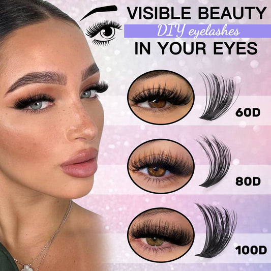 Eyelash Clusters 60D+80D+100D Manga Spikey D Curl Wispy Individual Lashes 576PCS 10-16MM-8HJ9