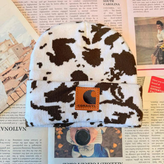 Classic Cow Print Beanie Perfect Blend of Comfort Warmth and Trendiness for Every Occasion
