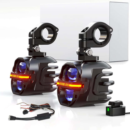 Motorcycle Fog Light | 120W LED Amber Auxiliary Light | DRL & Strobe | IP67 Waterproof | ECE & SAE Compliant