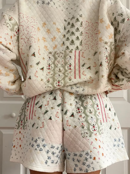 🔥LAST DAY 50% OFF - ❄️🧣Christmas Holiday Quilted Mockneck Sweatshirt Set(✨Same as in the video)