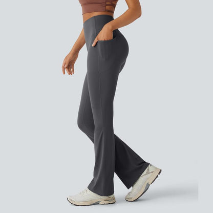 High Waisted Tummy Control Pocket Shaping Yoga Bootcut Leggings