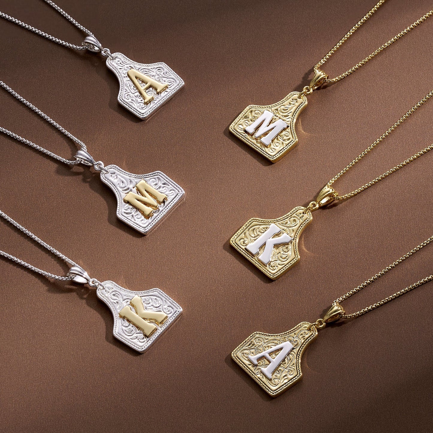 Custom Letter Pendant Cow Tag Initial Necklace 🤠