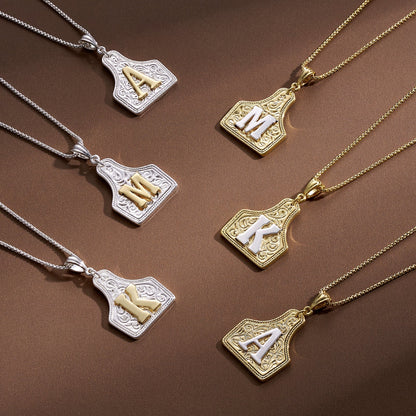 Custom Letter Pendant Cow Tag Initial Necklace 🤠