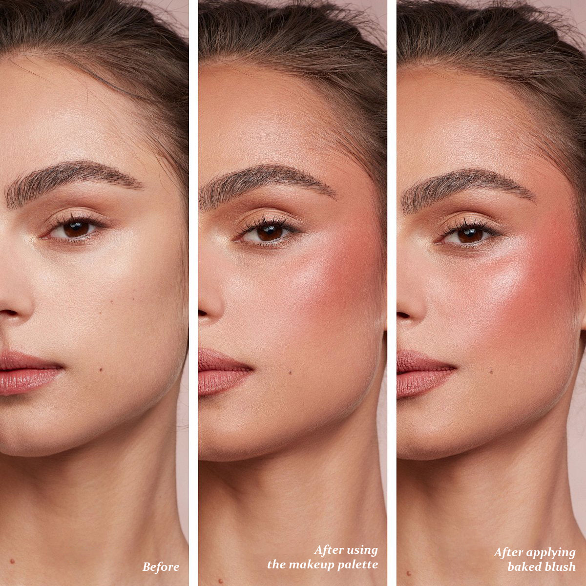 Flawless Finish Makeup Trio – Multi-Use Palette, Baked Blush & Pro Brush