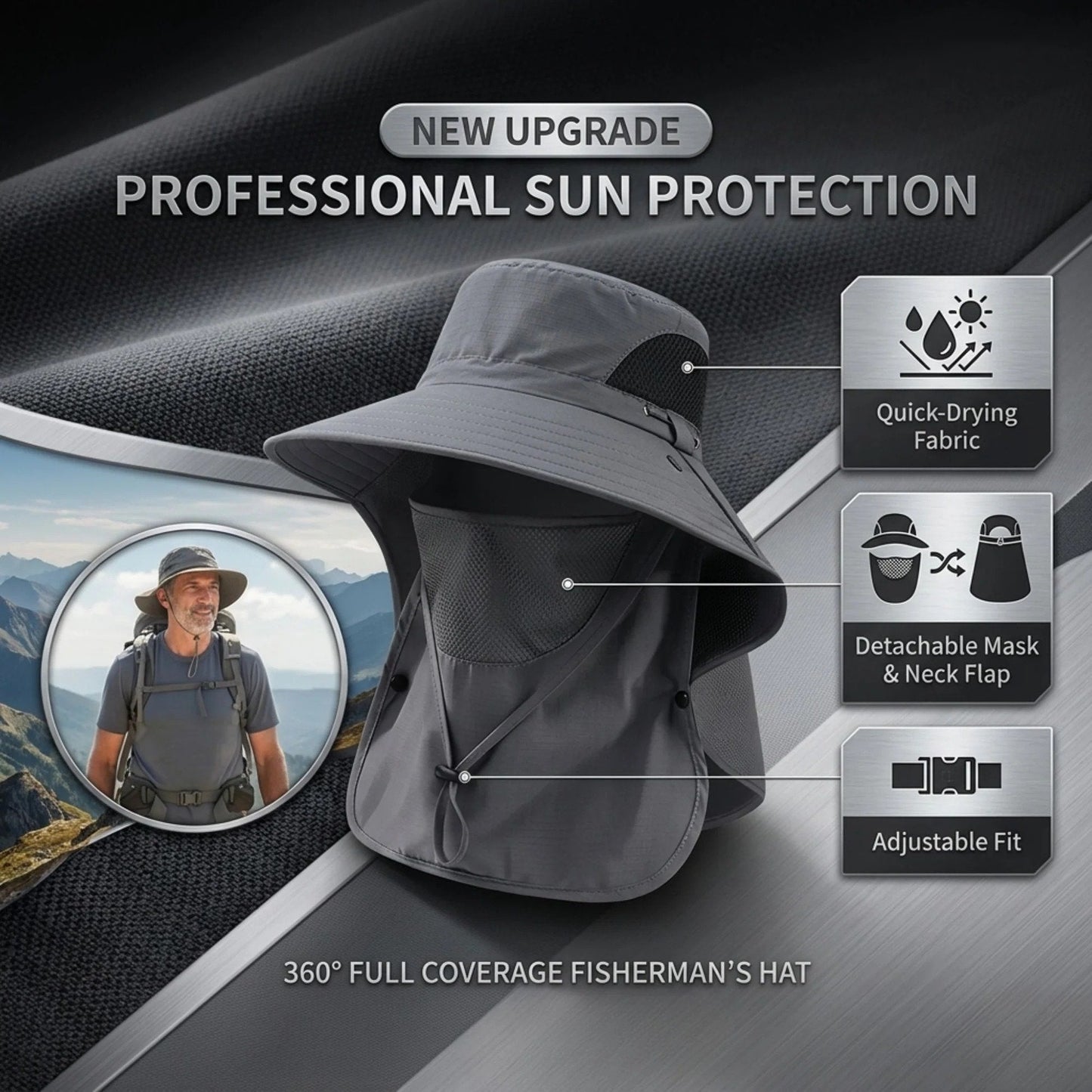 🎁Buy 1 Get 1 Free🎁Spring/Summer Fisherman's Hat Detachable Outdoor Fishing Face Covering Neck Protection