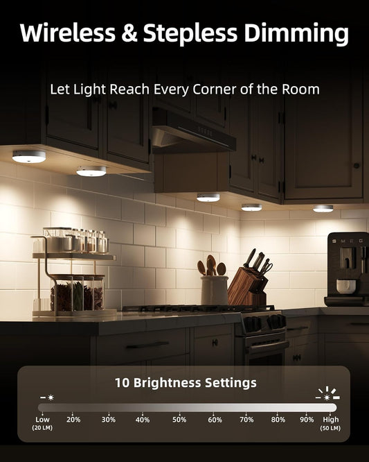 Under-cabinet lighting with charging station, rechargeable disc light strip with remote control