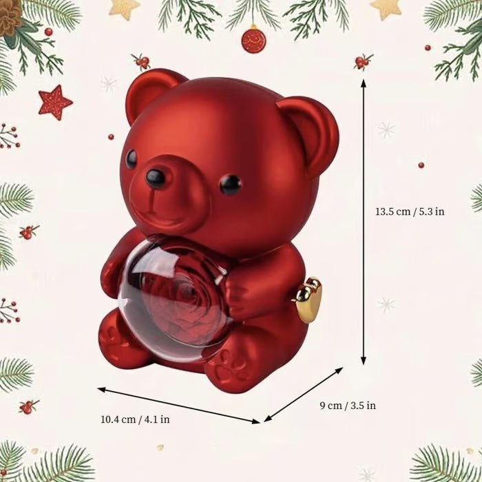 🧸 Teddy Bear with Real Preserved Rose & Necklace 🌹💝