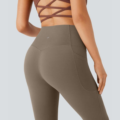 High Waisted Tummy Control Pocket Shaping Yoga Bootcut Leggings