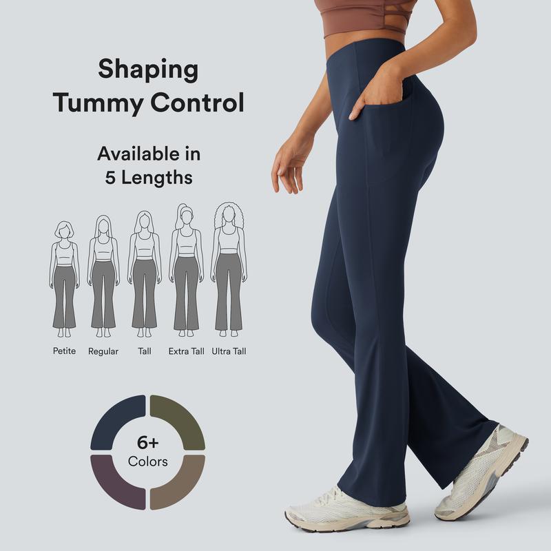 High Waisted Tummy Control Pocket Shaping Yoga Bootcut Leggings