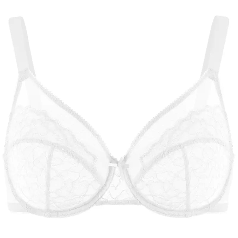 Enchante Floral Lace Plus Size Underwire Unlined Unpadded Minimizer Full Coverage Bra Women's Wear Comfortable Breathable Mesh Cup