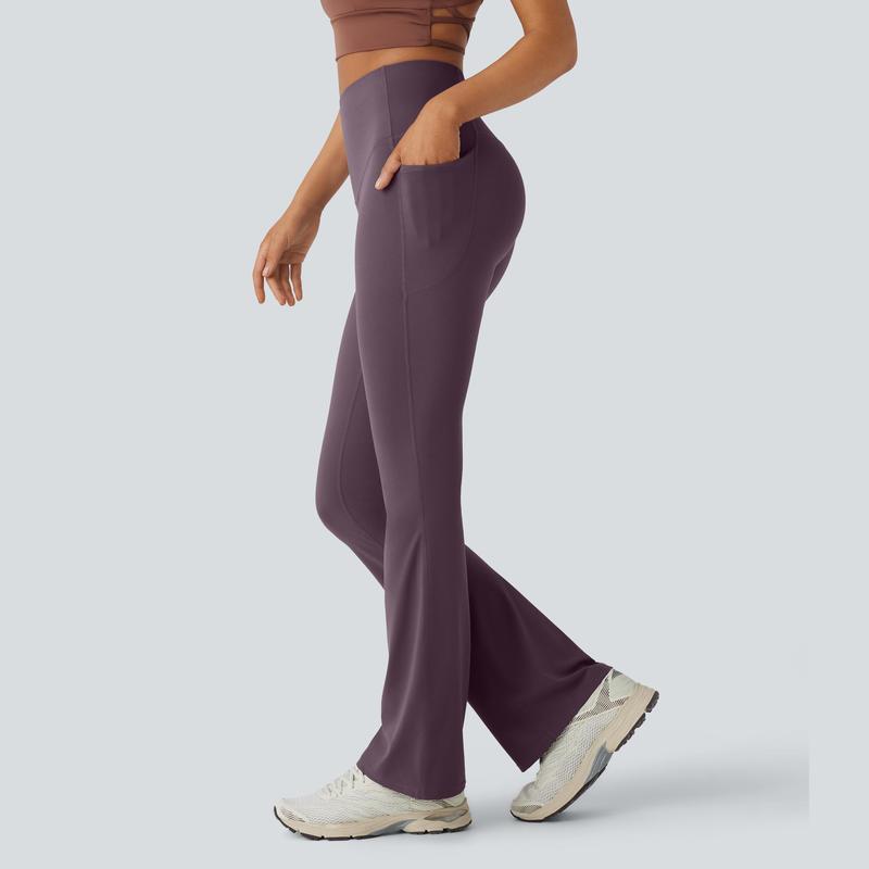 High Waisted Tummy Control Pocket Shaping Yoga Bootcut Leggings