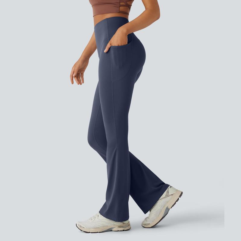 High Waisted Tummy Control Pocket Shaping Yoga Bootcut Leggings
