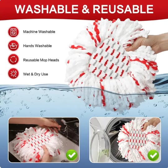🔥 LAST DAY 49% OFF🔥 2026 Upgraded Spin Mop Heads with Scrubbing Pad