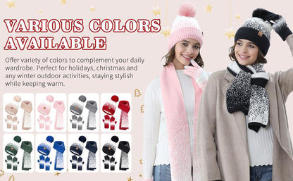 Winter Beanie Hat Scarf Touchscreen Gloves Set for Women Men, Warm Fleece Accessories Perfect 3 PCS Birthday Gift