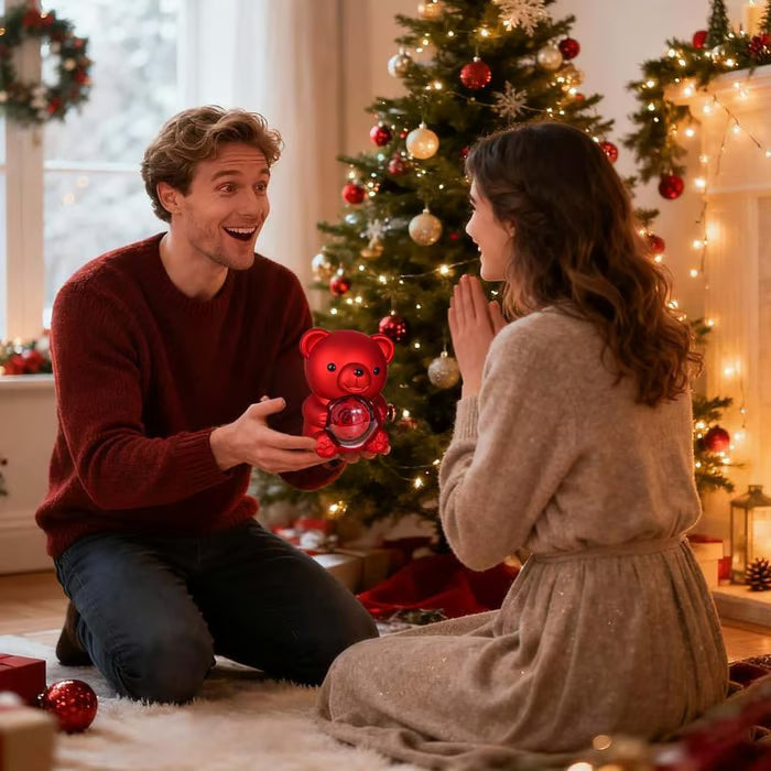 🧸 Teddy Bear with Real Preserved Rose & Necklace 🌹💝