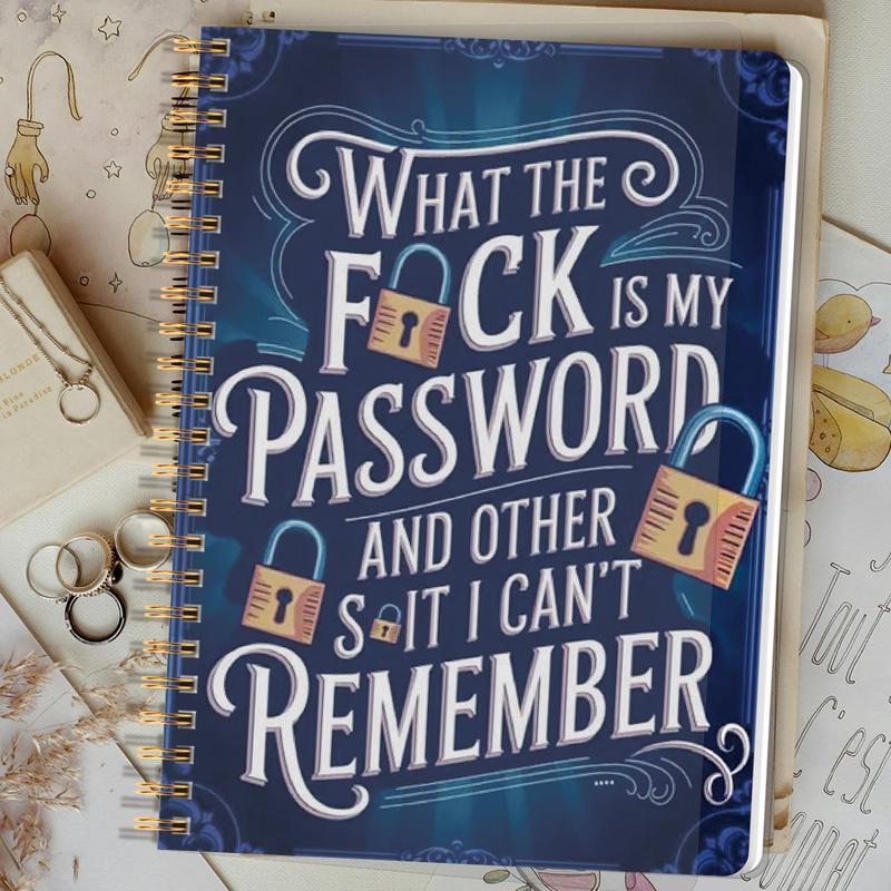 🔥Last Day 49% OFF - 📅Funny Password Notebook - Spiral Bound with Lock Icons & Funny Security Phrases✍️