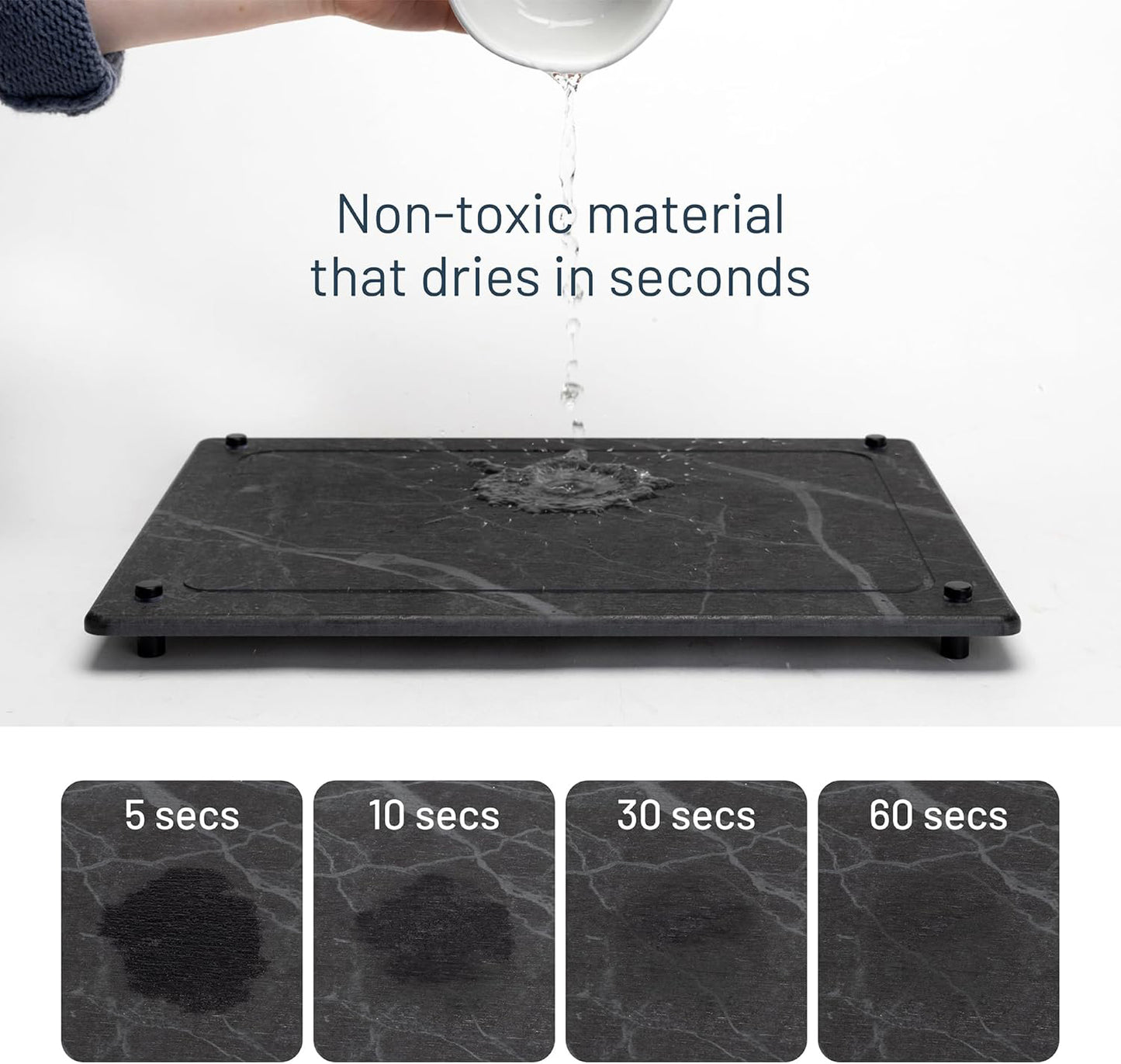 Natural Dish Drying Mat for Kitchen Counter - Premium Diatomaceous Earth Mat | Quick Drying, Super Absorbent