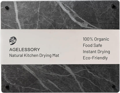 Natural Dish Drying Mat for Kitchen Counter - Premium Diatomaceous Earth Mat | Quick Drying, Super Absorbent