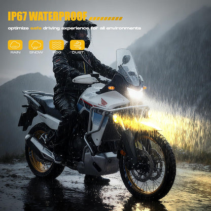 Motorcycle Fog Light | 120W LED Amber Auxiliary Light | DRL & Strobe | IP67 Waterproof | ECE & SAE Compliant
