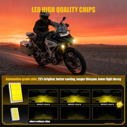 Motorcycle Fog Light | 120W LED Amber Auxiliary Light | DRL & Strobe | IP67 Waterproof | ECE & SAE Compliant