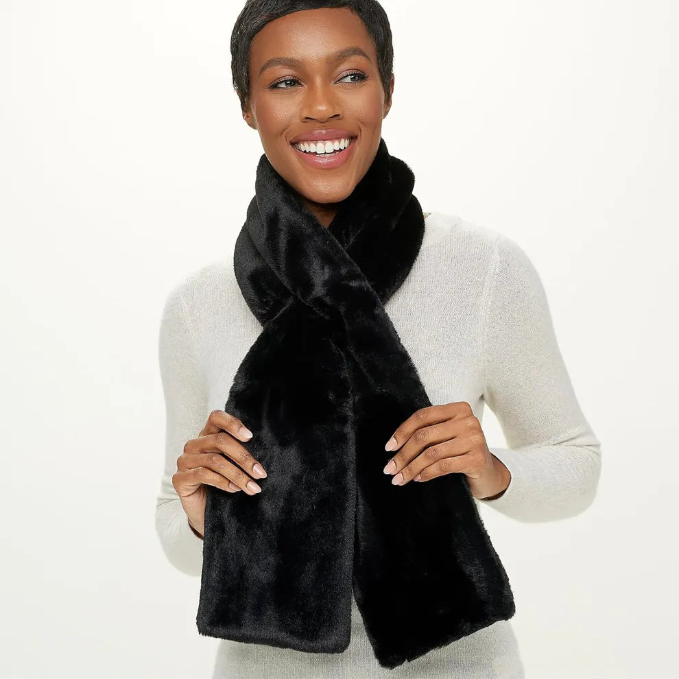 Sprigs Faux Fur Pull-Through Scarf with Zipper Pocket