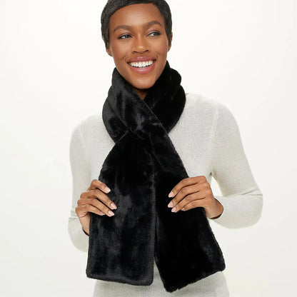 Sprigs Faux Fur Pull-Through Scarf with Zipper Pocket