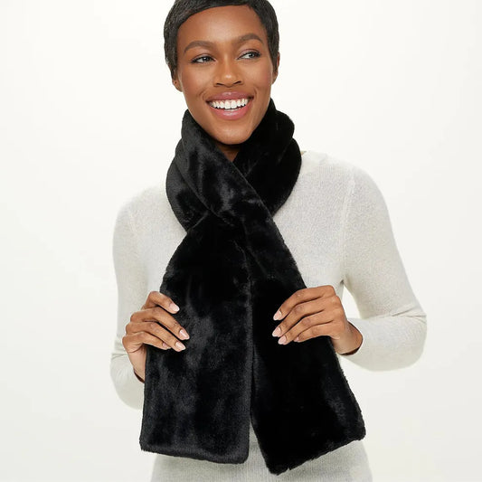 Sprigs Faux Fur Pull-Through Scarf with Zipper Pocket