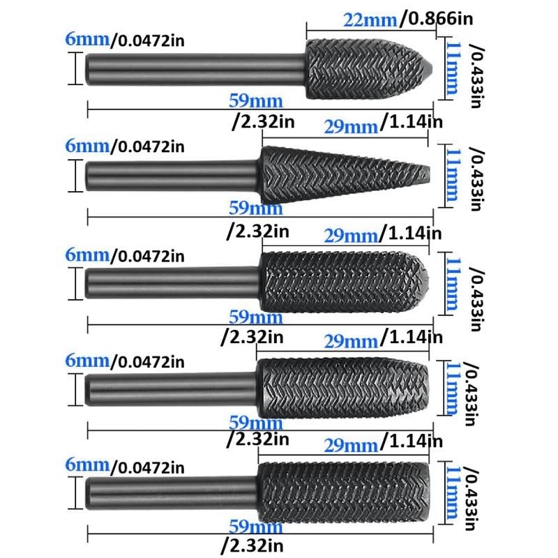 5PCS Woodworking Twist Drill Bits 6mm Shank Non-slip Fast Grinding Speed for Wood Carving & Metalwork Tools