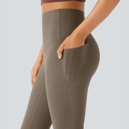 High Waisted Tummy Control Pocket Shaping Yoga Bootcut Leggings