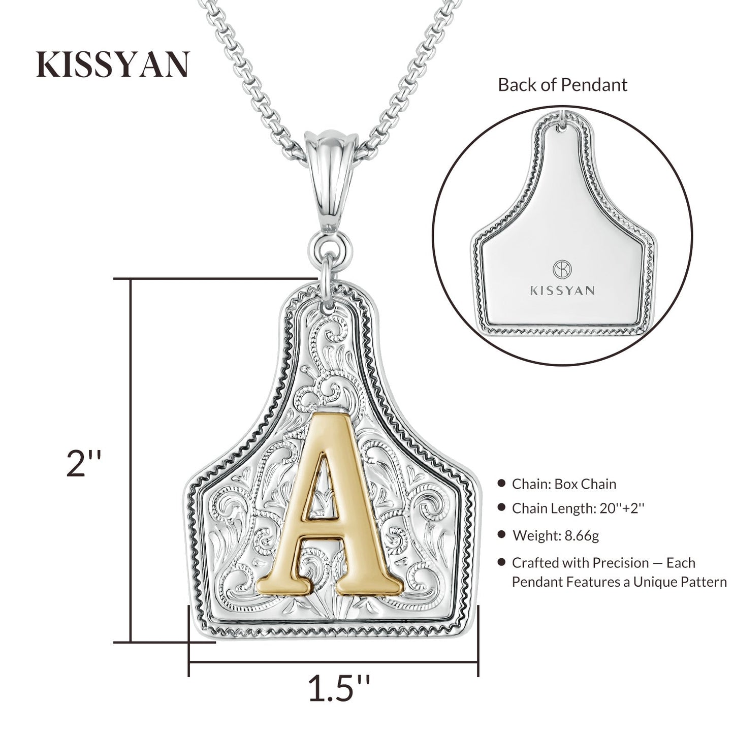 Custom Letter Pendant Cow Tag Initial Necklace 🤠