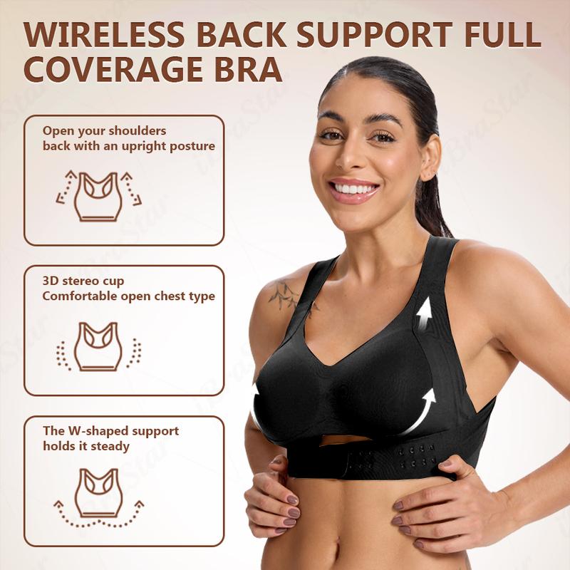 Postural correction】Gym Clothes,Soft Breathable Non-removable Moulded Cups Bra for Women