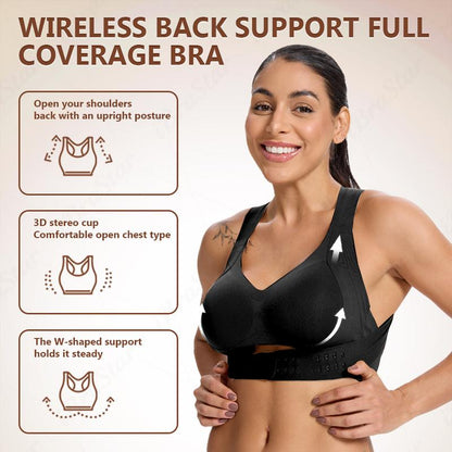 Postural correction】Gym Clothes,Soft Breathable Non-removable Moulded Cups Bra for Women