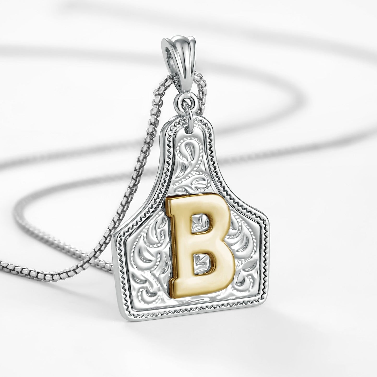 Custom Letter Pendant Cow Tag Initial Necklace 🤠