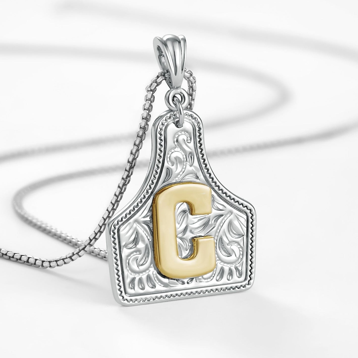 Custom Letter Pendant Cow Tag Initial Necklace 🤠