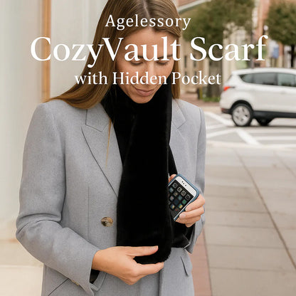 Sprigs Faux Fur Pull-Through Scarf with Zipper Pocket