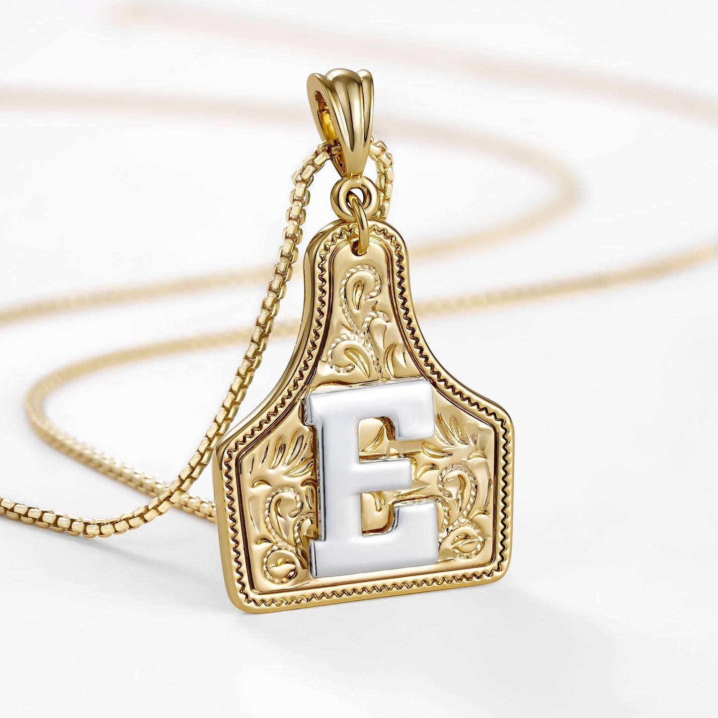 Custom Letter Pendant Cow Tag Initial Necklace 🤠