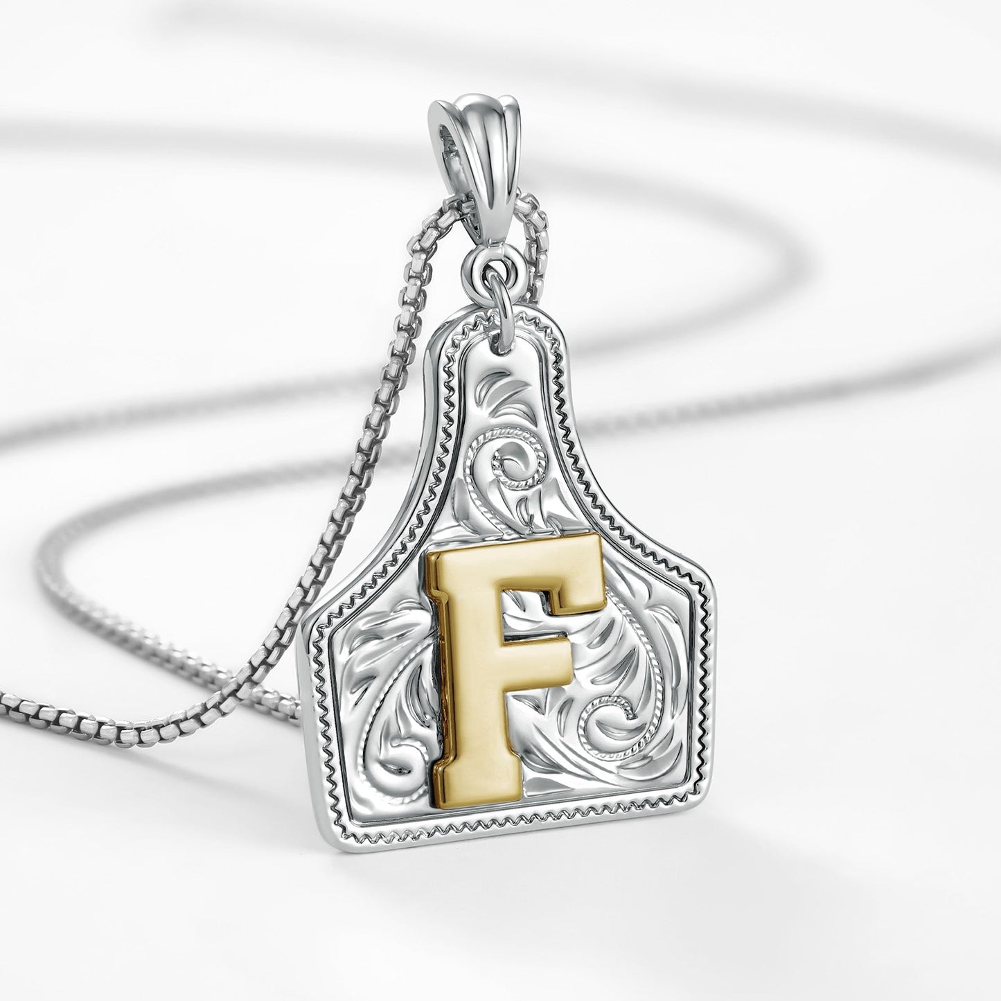 Custom Letter Pendant Cow Tag Initial Necklace 🤠