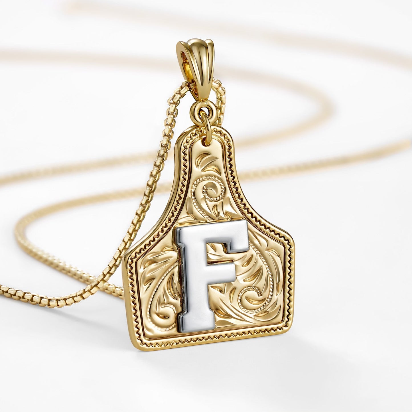 Custom Letter Pendant Cow Tag Initial Necklace 🤠