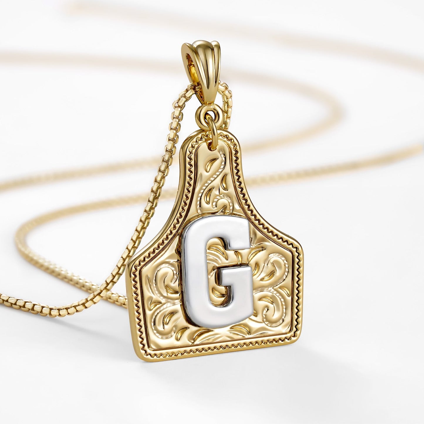 Custom Letter Pendant Cow Tag Initial Necklace 🤠