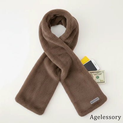 Sprigs Faux Fur Pull-Through Scarf with Zipper Pocket