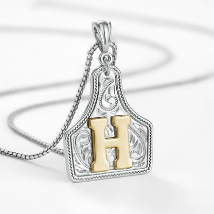 Custom Letter Pendant Cow Tag Initial Necklace 🤠