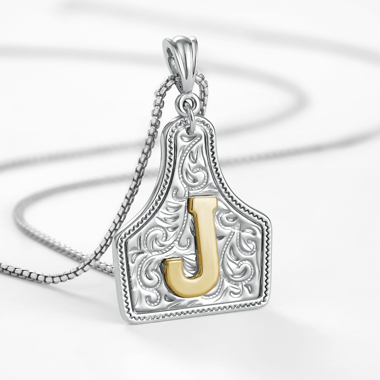 Custom Letter Pendant Cow Tag Initial Necklace 🤠