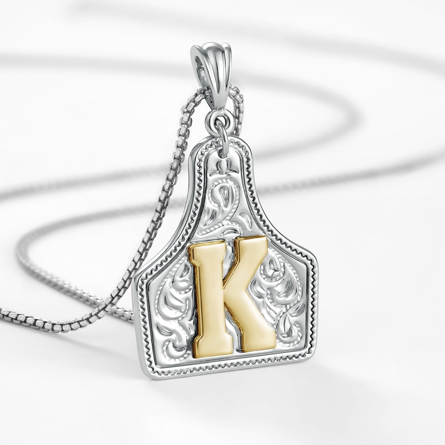 Custom Letter Pendant Cow Tag Initial Necklace 🤠