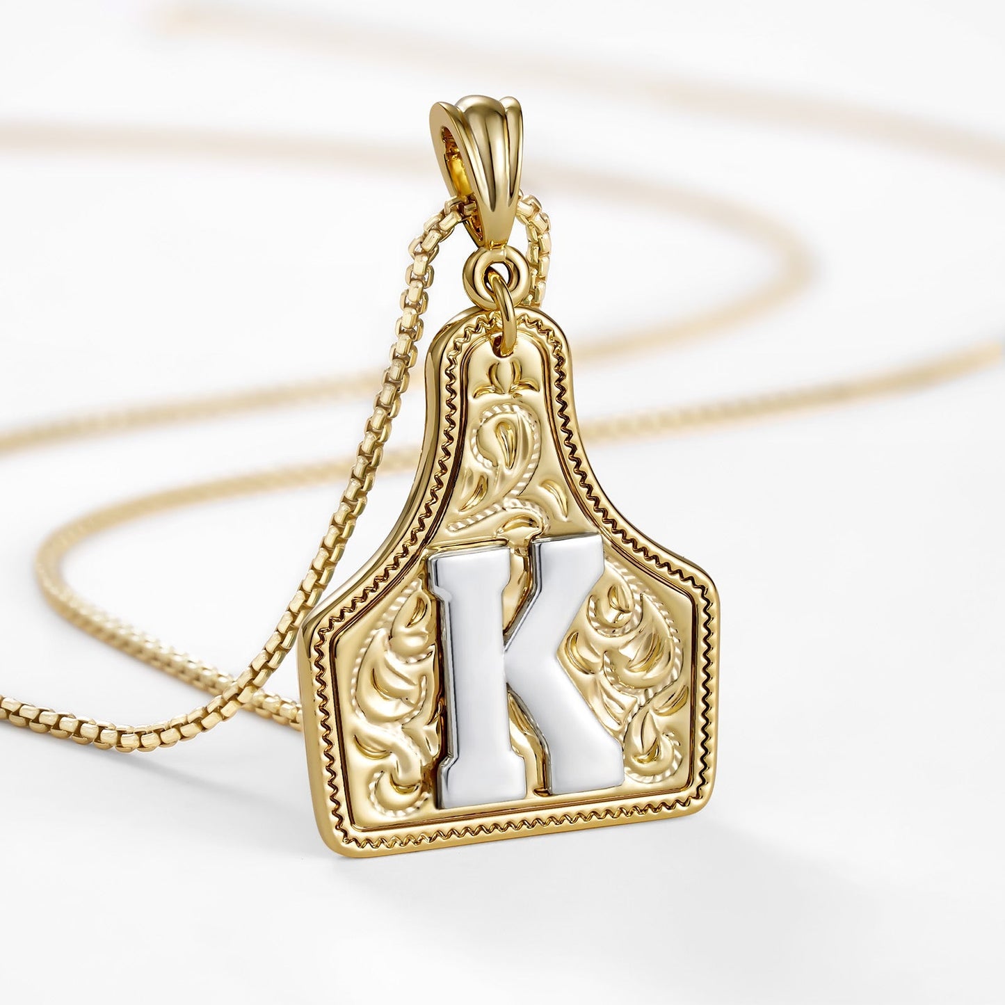 Custom Letter Pendant Cow Tag Initial Necklace 🤠