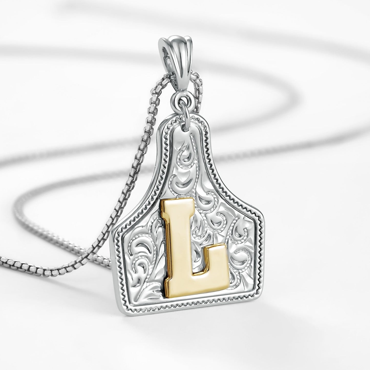 Custom Letter Pendant Cow Tag Initial Necklace 🤠