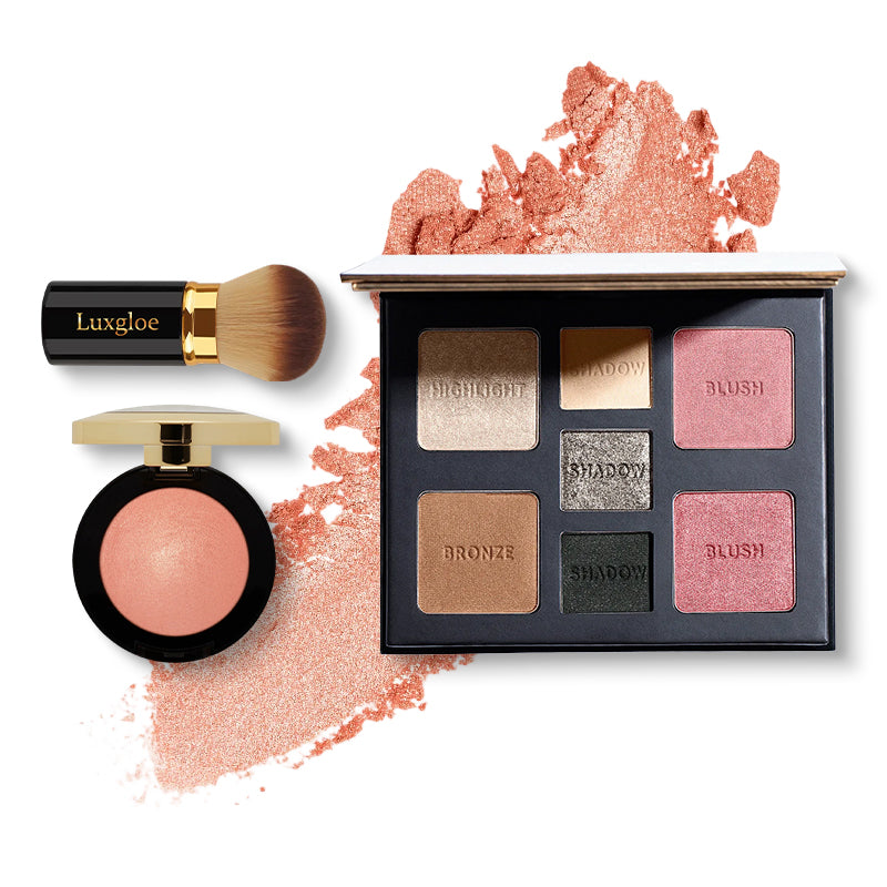 Flawless Finish Makeup Trio – Multi-Use Palette, Baked Blush & Pro Brush