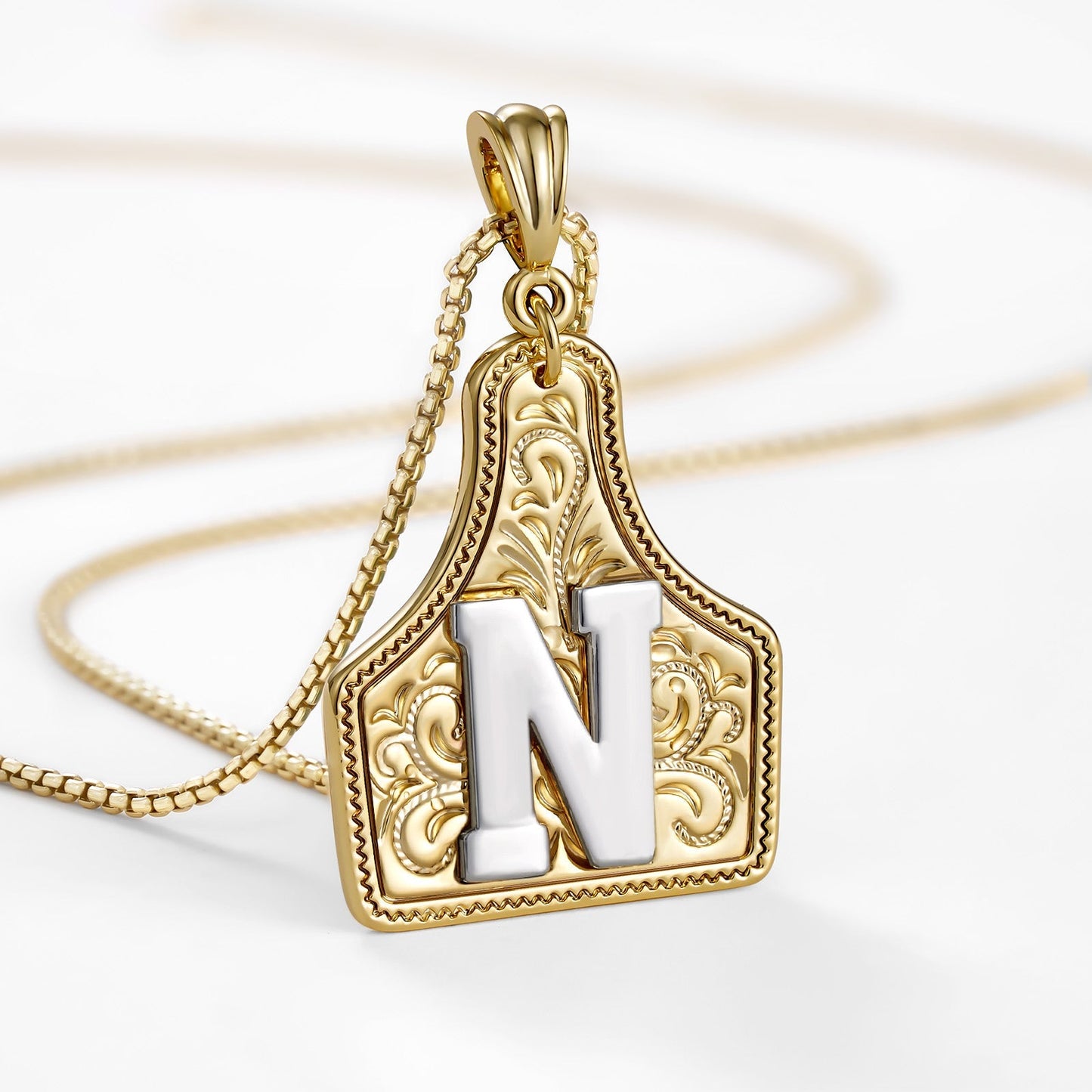 Custom Letter Pendant Cow Tag Initial Necklace 🤠